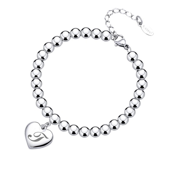 Estendly Jewelry - Heart Charm Bracelets 6mm Stainless Steel Beads 26